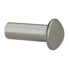 RivetKing - 3/16" Body Diam, Round Uncoated Stainless Steel Solid Rivet - 1/2" Length Under Head, Grade 18-8 - Makers Industrial Supply