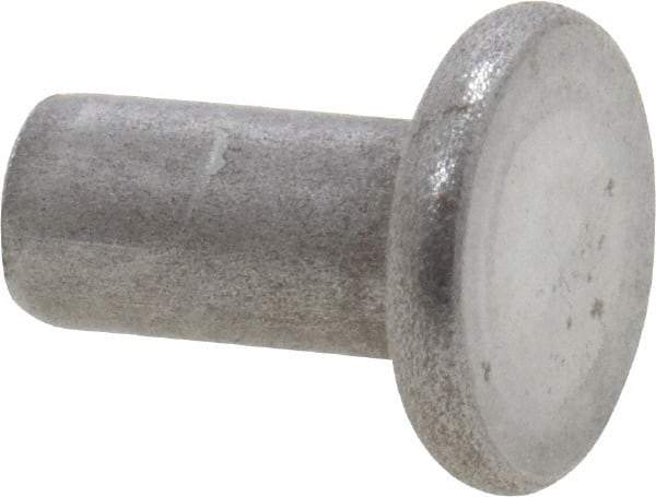 RivetKing - 1/8" Body Diam, Flat Uncoated Steel Solid Rivet - 1/4" Length Under Head - Makers Industrial Supply