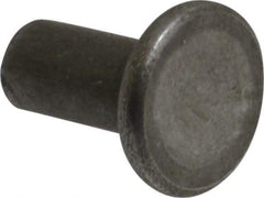 RivetKing - 3/16" Body Diam, Flat Uncoated Steel Solid Rivet - 3/8" Length Under Head - Makers Industrial Supply