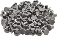 RivetKing - 1/4" Body Diam, Flat Steel Solid Rivet - 3/8" Length Under Head - Makers Industrial Supply