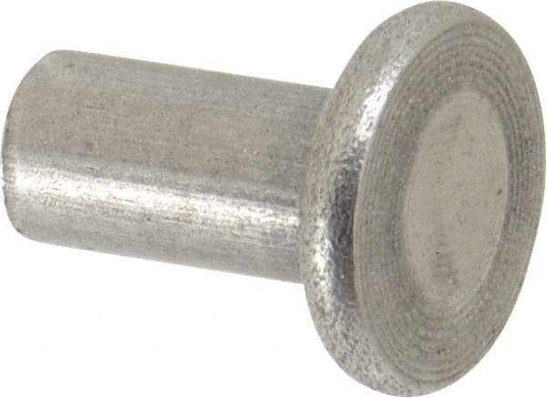 RivetKing - 1/4" Body Diam, Flat Uncoated Steel Solid Rivet - 1/2" Length Under Head - Makers Industrial Supply