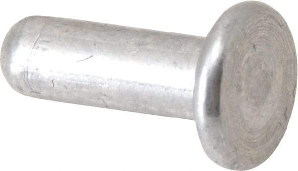 RivetKing - 1/8" Body Diam, Flat Uncoated Aluminum Solid Rivet - 3/8" Length Under Head, Grade 1100F - Makers Industrial Supply