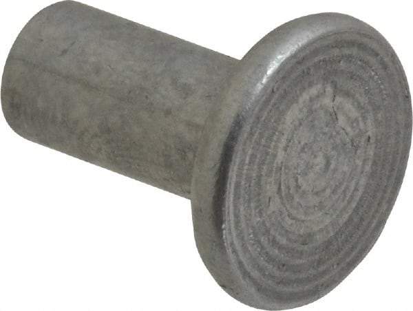 RivetKing - 1/4" Body Diam, Flat Uncoated Aluminum Solid Rivet - 1/2" Length Under Head, Grade 1100F - Makers Industrial Supply