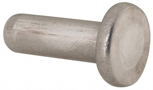 RivetKing - 1/4" Body Diam, Flat Uncoated Aluminum Solid Rivet - 3/4" Length Under Head, Grade 1100F - Makers Industrial Supply