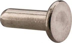 RivetKing - 1/8" Body Diam, Flat Uncoated Stainless Steel Solid Rivet - 3/8" Length Under Head, Grade 18-8 - Makers Industrial Supply