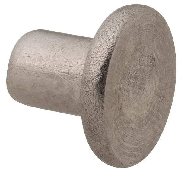 RivetKing - 3/16" Body Diam, Round Uncoated Stainless Steel Solid Rivet - 1/4" Length Under Head, Grade 18-8 - Makers Industrial Supply