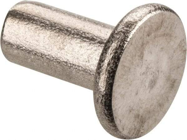 RivetKing - 3/16" Body Diam, Flat Stainless Steel Solid Rivet - 3/8" Length Under Head, Grade 18-8 - Makers Industrial Supply