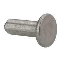 RivetKing - 3/16" Body Diam, Flat Uncoated Stainless Steel Solid Rivet - 1/2" Length Under Head, Grade 18-8 - Makers Industrial Supply