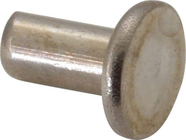 RivetKing - 1/4" Body Diam, Flat Uncoated Stainless Steel Solid Rivet - 1/2" Length Under Head, Grade 18-8 - Makers Industrial Supply