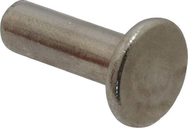 RivetKing - 1/4" Body Diam, Flat Uncoated Stainless Steel Solid Rivet - 3/4" Length Under Head, Grade 18-8 - Makers Industrial Supply