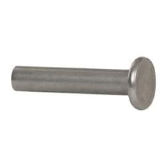 RivetKing - 1/4" Body Diam, Flat Uncoated Stainless Steel Solid Rivet - 1-1/4" Length Under Head, Grade 18-8 - Makers Industrial Supply