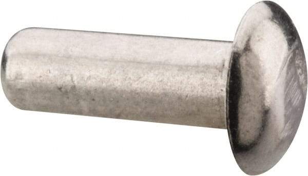 RivetKing - 1/8" Body Diam, Universal Uncoated Aluminum Solid Rivet - 3/8" Length Under Head, Grade 1100F - Makers Industrial Supply