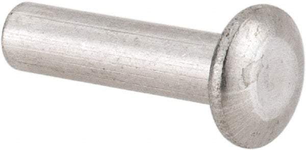 RivetKing - 1/8" Body Diam, Universal Uncoated Aluminum Solid Rivet - 1/2" Length Under Head, Grade 1100F - Makers Industrial Supply