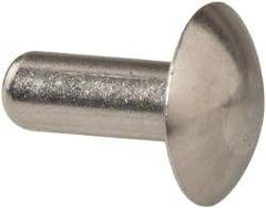 RivetKing - 3/16" Body Diam, Universal Uncoated Aluminum Solid Rivet - 1/2" Length Under Head, Grade 1100F - Makers Industrial Supply