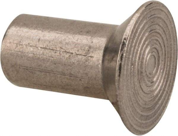 RivetKing - 1/4" Body Diam, Countersunk Uncoated Stainless Steel Solid Rivet - 1/2" Length Under Head, Grade 18-8, 90° Countersunk Head Angle - Makers Industrial Supply