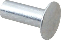 RivetKing - 0.134 to 0.141" Hole Diam, Round Head, Zinc Plated Steel, Semi Tubular Rivet - 3/8 Head Diam, 1/2" Length Under Head, 3/16 Body Diam - Makers Industrial Supply