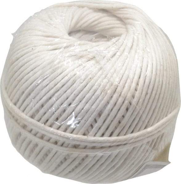 Made in USA - 0.08 Inch Diameter, Cotton Twine Ball - 82 Lbs. Breaking Strength, White, 610 Ft. per Lb. - Makers Industrial Supply