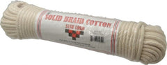 Made in USA - 100' Max Length Cotton Solid Braided Cotton Cord with Reinforced Core - Makers Industrial Supply