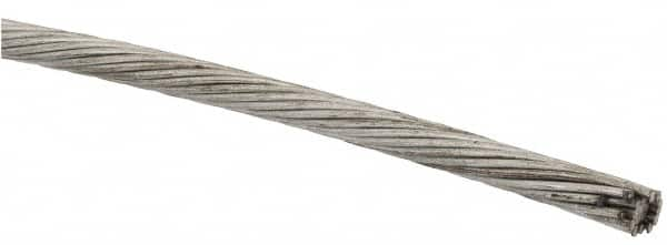 Value Collection - 3/16" Diam, Aircraft Cable Wire - 4,700 Lb Breaking Strength, 1 x 19 Single Strand - Makers Industrial Supply