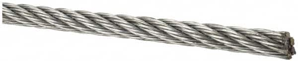 Lift-All - 1/4" Diam, Aircraft Cable Wire - 6,100 Lb Breaking Strength, 7 x 7 Strand Core - Makers Industrial Supply