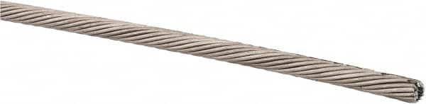 Value Collection - 3/32 Inch Diameter Stainless Steel Wire Rope - 1,200 Lbs. Breaking Strength, Material Grade 304, 1 x 19 Single Strand - Makers Industrial Supply