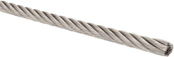 Lift-All - 5/32" Diam, Stainless Steel Wire Rope - 2,400 Lb Breaking Strength, Material Grade 304, 7 x 19 Strand Core - Makers Industrial Supply