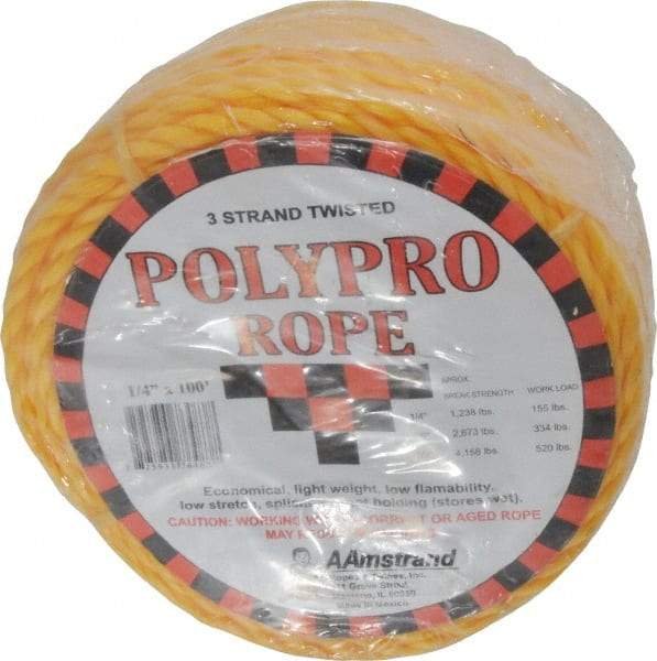 Value Collection - 100' Max Length Polypropylene Coilettes - 1/4" Diam, 1,130 Lb Capacity - Makers Industrial Supply