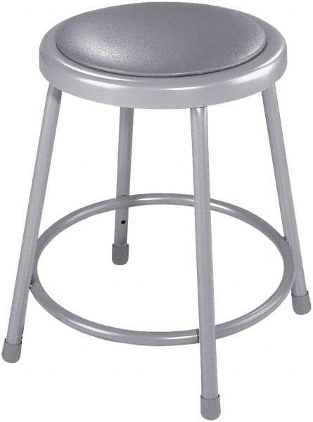 NPS - 18 Inch High, Stationary Fixed Height Stool - 14 Inch Deep x 14 Inch Wide, Vinyl Seat, Grey - Makers Industrial Supply