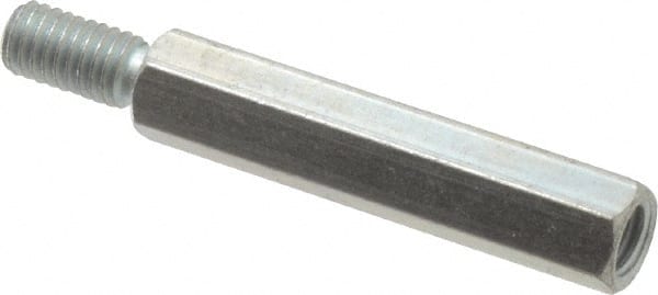 #8-32, 1/2″ OAL, 1/4″ Across Flats, Steel Male/Female Hex Circuit Board Standoff Fully Threaded, 1/8″ Body Length, 3/8″ Thread Length, 1/16″ Thread Depth, Grade 12L14, Zinc-Plated