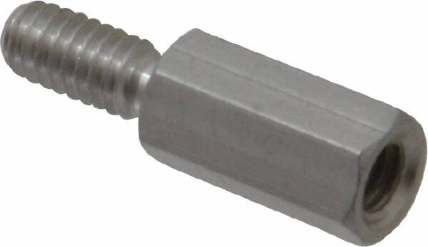 Electro Hardware - #8-32, 7/8" OAL, 1/4" Across Flats, Aluminum Hex Male/Female Circuit Board Standoffs - 7/16" Thread Depth, 1/2" Body Length, Bright Finish - Makers Industrial Supply