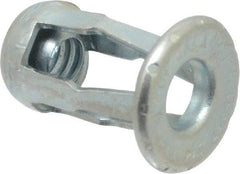 Au-Ve-Co Products - #10-24 UNC Thread, Zinc Plated, Steel, Screwdriver Installed Rivet Nut - 1/64 to 3/16" Grip, 17/32" Flange Diam, 0.716" Long - Makers Industrial Supply