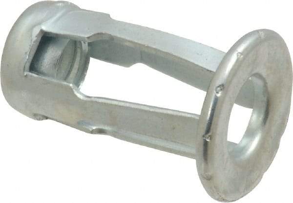 Au-Ve-Co Products - 1/4-20 UNC Thread, Zinc Plated, Steel, Screwdriver Installed Rivet Nut - 3/16 to 3/8" Grip, 5/8" Flange Diam, 0.919" Long - Makers Industrial Supply