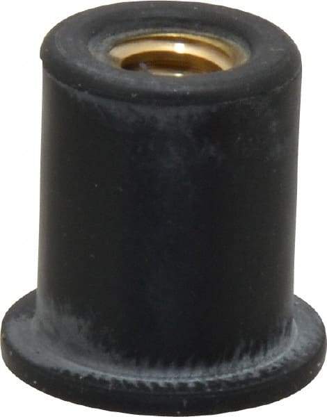 Au-Ve-Co Products - 1/4-20, 5/8" Diam x 0.051" Thick Flange, Rubber Insulated Rivet Nut - UNC Thread, Neoprene, 19/32" Long x 1/2" Body Diam, 0.641" OAL - Makers Industrial Supply