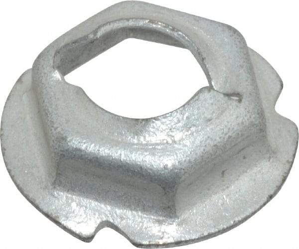 Au-Ve-Co Products - 1/4" Hole Diam, 19/32" OD, 7/16" Width Across Flats Washer Lock Nut - Zinc-Plated Spring Steel, For Use with Non Threaded Fasteners - Makers Industrial Supply