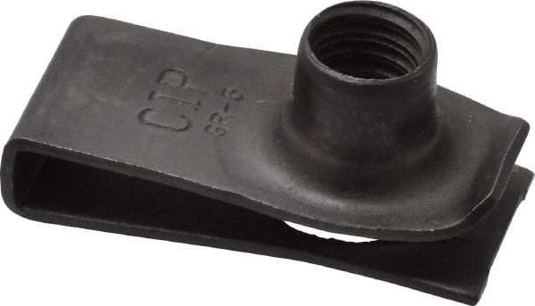 Au-Ve-Co Products - 5/16-18 Screw, 0.025 to 0.15" Thick, Spring Steel Extruded Tapped Hole U Nut - 27/32" Center Edge, Black Phosphate Finish - Makers Industrial Supply