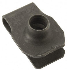 Au-Ve-Co Products - 3/8-16 Screw, 0.05 to 0.2" Thick, Spring Steel Extruded Tapped Hole U Nut - 3/4" Center Edge, Black Phosphate Finish - Makers Industrial Supply