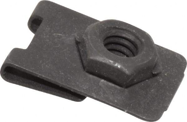 Value Collection - 1/4-20 Screw, 0.032 to 0.093" Thick, Spring Steel J Nut Retainer - 1/2" Center Edge, Black Phosphate Finish - Makers Industrial Supply