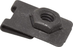 Value Collection - 1/4-20 Screw, 0.032 to 0.093" Thick, Spring Steel J Nut Retainer - 1/2" Center Edge, Black Phosphate Finish - Makers Industrial Supply