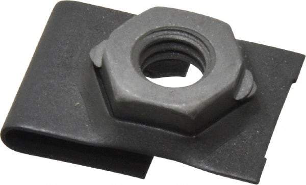 Value Collection - 5/16-18 Screw, 0.087 to 0.093" Thick, Spring Steel J Nut Retainer - 9/16" Center Edge, Black Phosphate Finish - Makers Industrial Supply