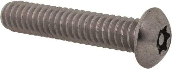 Made in USA - 1/4-20 UNC, 1-1/4" Length Under Head Torx Drive Machine Screw - Button Head, Grade 18-8 Stainless Steel, Uncoated, Without Washer - Makers Industrial Supply