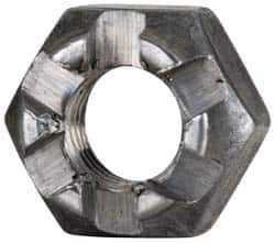 Value Collection - 1/4-28 UNF Grade 5 Steel Castle Locknut - 7/16" Width Across Flats, 9/32" High, Uncoated - Makers Industrial Supply