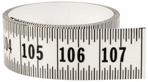 Made in USA - 9 Ft. Long x 1-1/4 Inch Wide, 1/16 Inch Graduation, Clear, Mylar Adhesive Tape Measure - Reads Left to Right, Horizontal Scale - Makers Industrial Supply