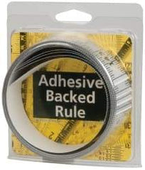 Made in USA - 12 Ft. Long x 1-1/4 Inch Wide, 1/16 Inch Graduation, Silver, Mylar Adhesive Tape Measure - Reads Right to Left, Horizontal Scale - Makers Industrial Supply