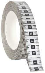 Made in USA - 60 Ft. Long x 1 Inch Wide, 1/16 Inch Graduation, Silver, Mylar Adhesive Tape Measure - Reads Right to Left, Horizontal Scale - Makers Industrial Supply