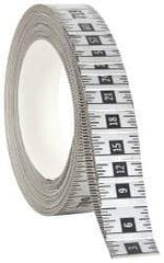 Made in USA - 60 Ft. Long x 1 Inch Wide, 1/16 Inch Graduation, Silver, Mylar Adhesive Tape Measure - Reads Right to Left, Horizontal Scale - Makers Industrial Supply