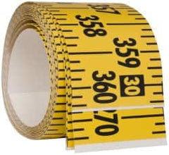 Made in USA - 30 Ft. Long x 3 Inch Wide, 1/4 Inch Graduation, Yellow, Mylar Adhesive Tape Measure - Reads Left to Right, Horizontal Scale - Makers Industrial Supply