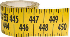 Made in USA - 45 Ft. Long x 3 Inch Wide, 1/4 Inch Graduation, Yellow, Mylar Adhesive Tape Measure - Reads Left to Right, Horizontal Scale - Makers Industrial Supply