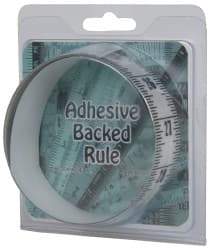 Made in USA - 6 Ft. Long x 1-1/4 Inch Wide, 1/16 Inch Graduation, Clear, Mylar Adhesive Tape Measure - Reads Top to Bottom, Vertical Rules - Makers Industrial Supply