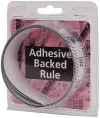 Made in USA - 6 Ft. Long x 1-1/4 Inch Wide, 1/16 Inch Graduation, Silver, Mylar Adhesive Tape Measure - Reads Top to Bottom, Vertical Rules - Makers Industrial Supply