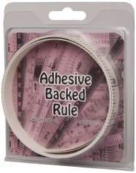 Made in USA - 6 Ft. Long x 1/2 Inch Wide, 1/10 Inch Graduation, White, Mylar Adhesive Tape Measure - Reads Top to Bottom, Vertical Rules - Makers Industrial Supply